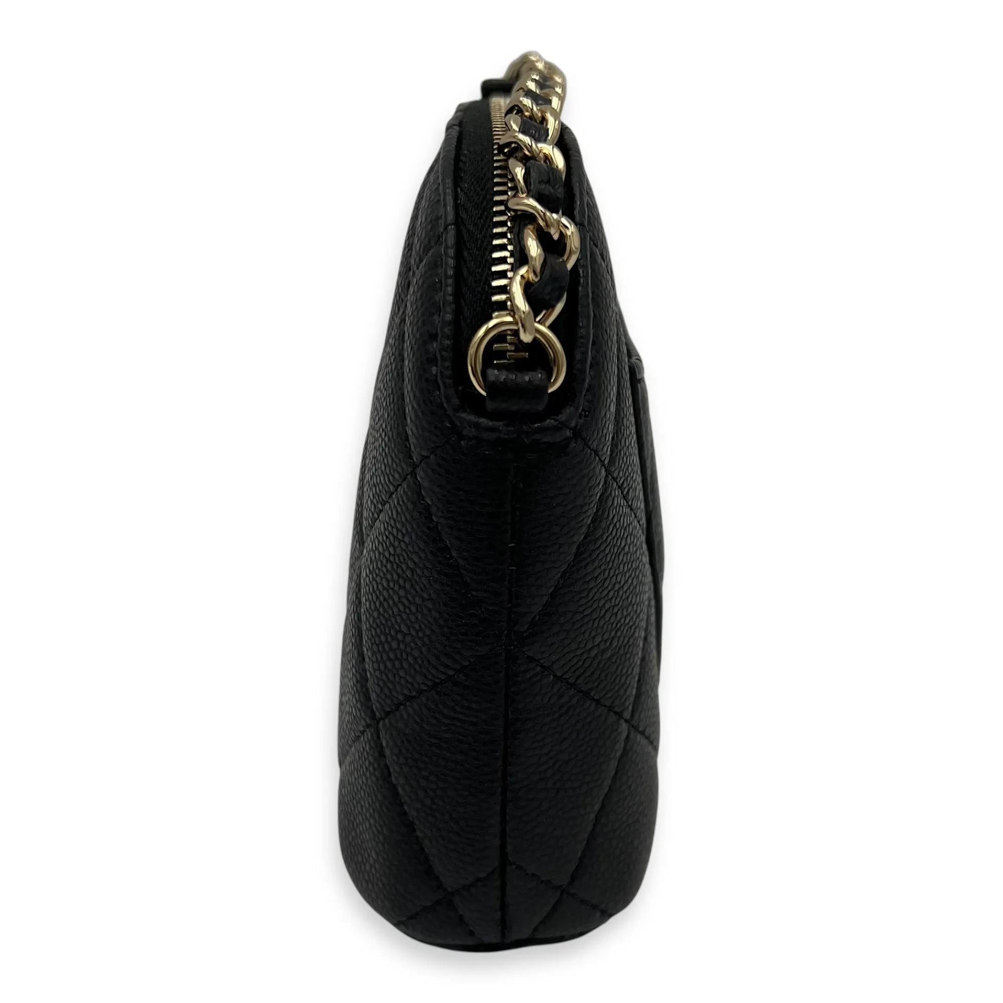 24S Quilted Crossbody Bag Mini Black in Caviar Leather, Gold hardware