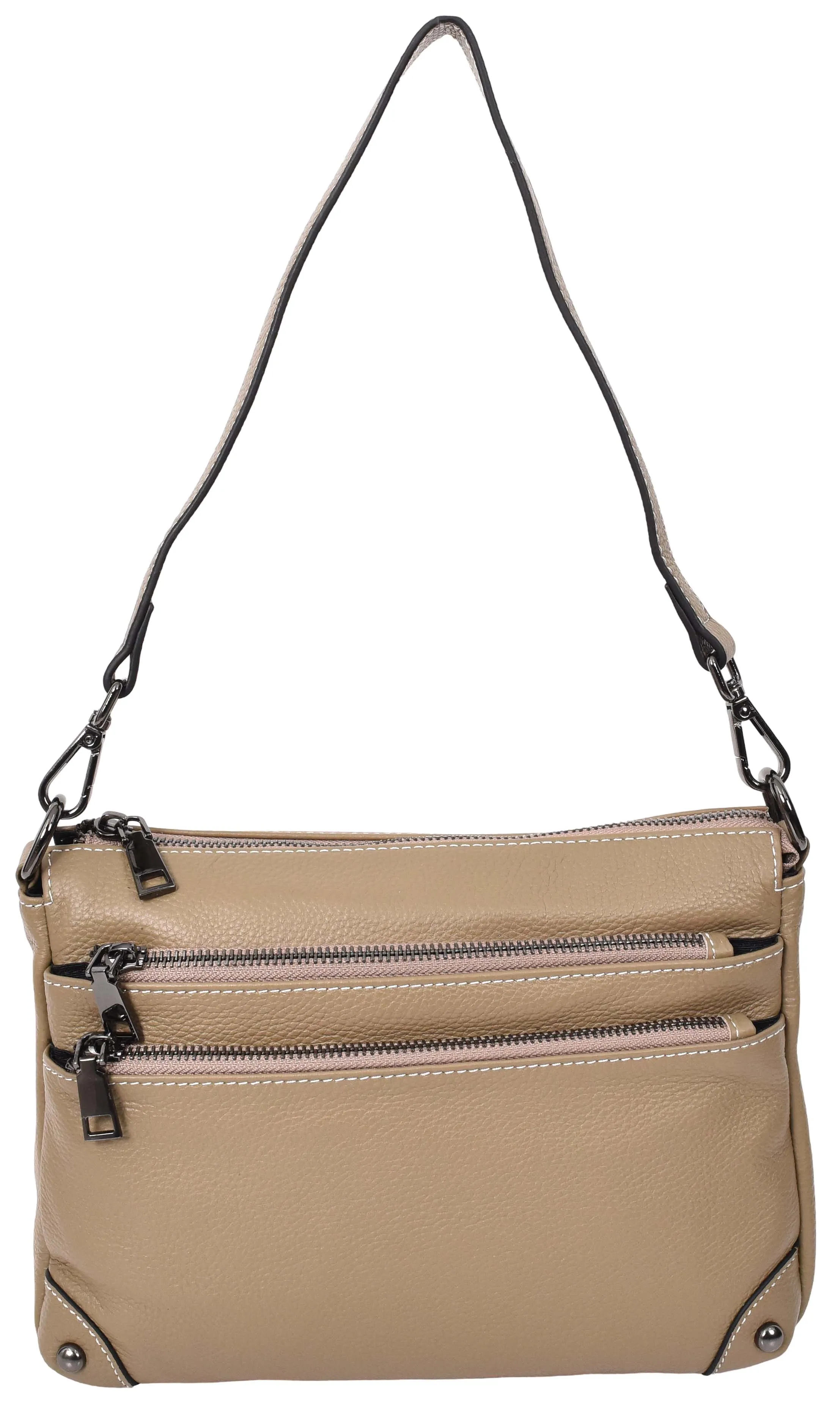 Adalynn Women's Real Leather Cross-Body Organiser Shoulder Bag Beige