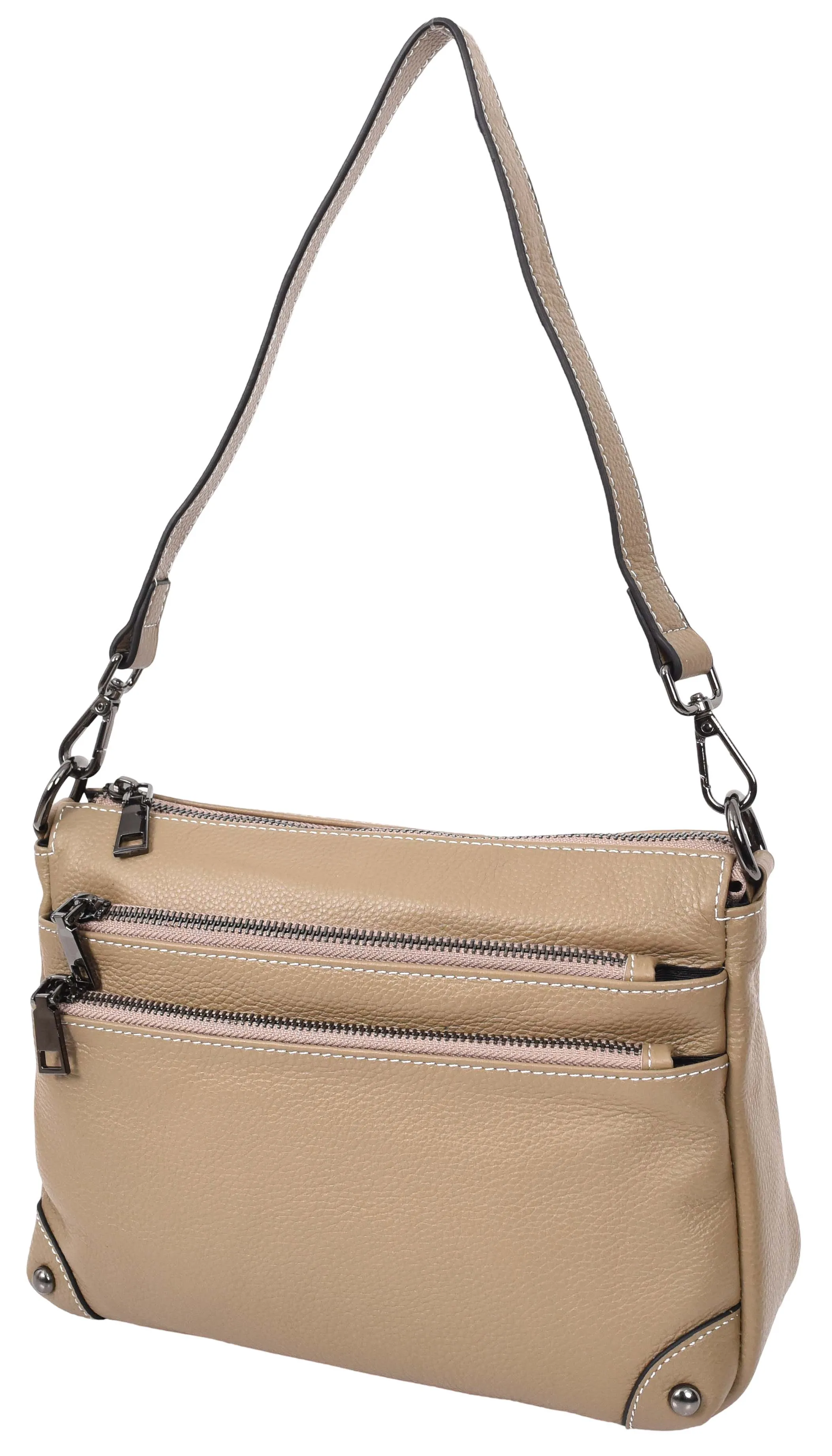Adalynn Women's Real Leather Cross-Body Organiser Shoulder Bag Beige