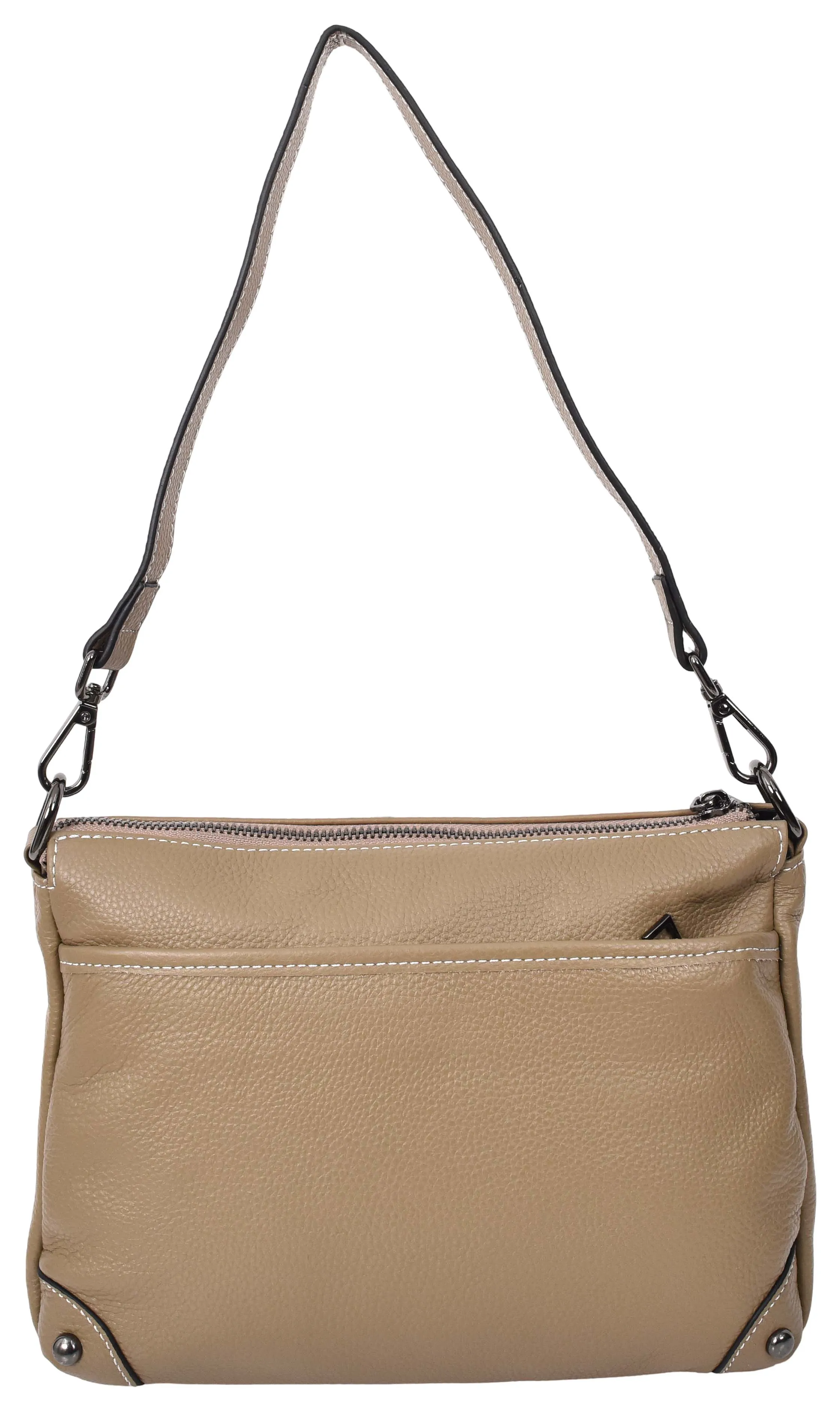 Adalynn Women's Real Leather Cross-Body Organiser Shoulder Bag Beige