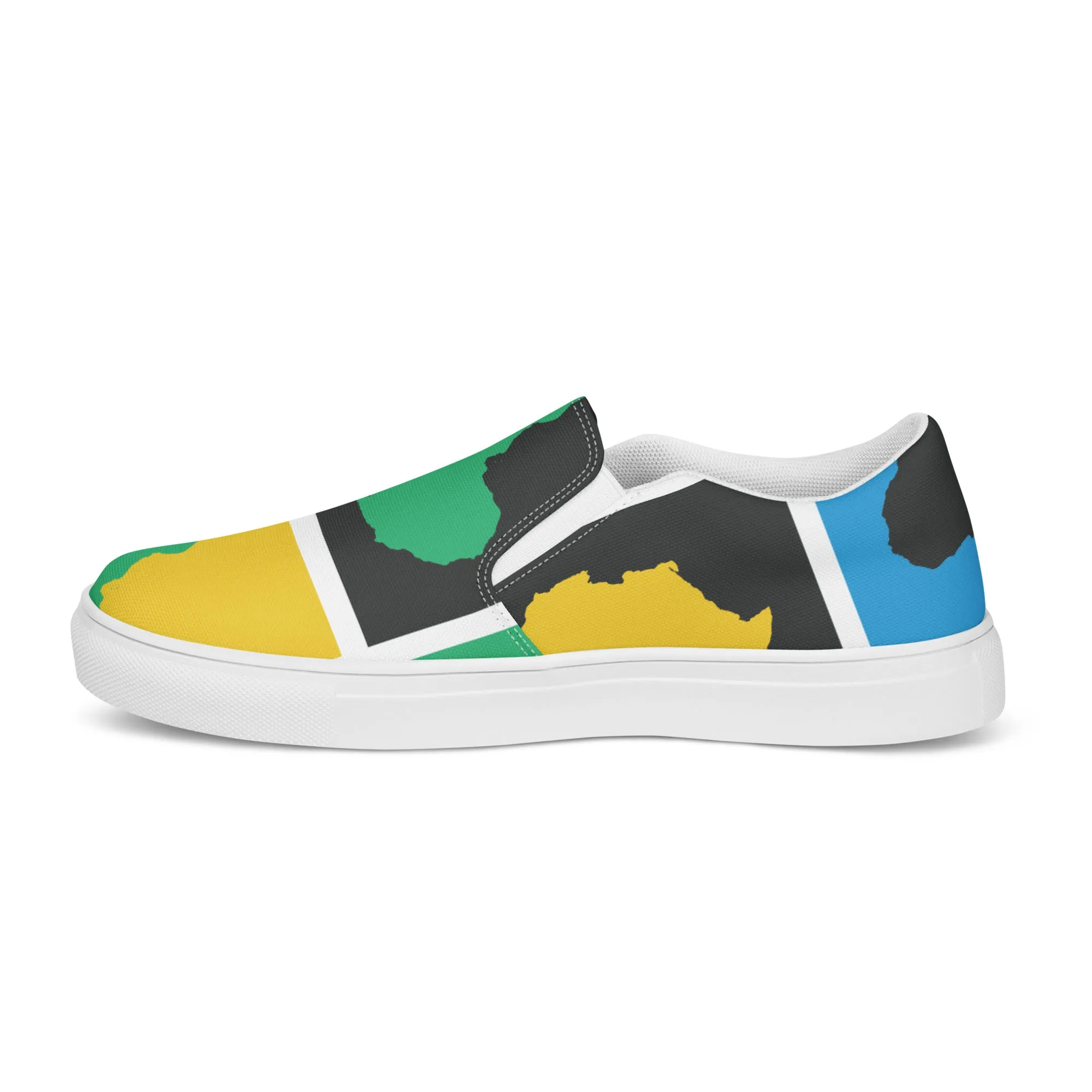 AFRICA WARHOL Men’s Slip-On Canvas Shoes (Yellow, Green, Turquoise)