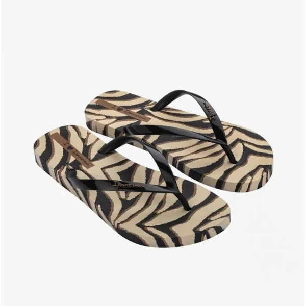 ANIMAL CAMO PRINT Ladies Flip Flops Black