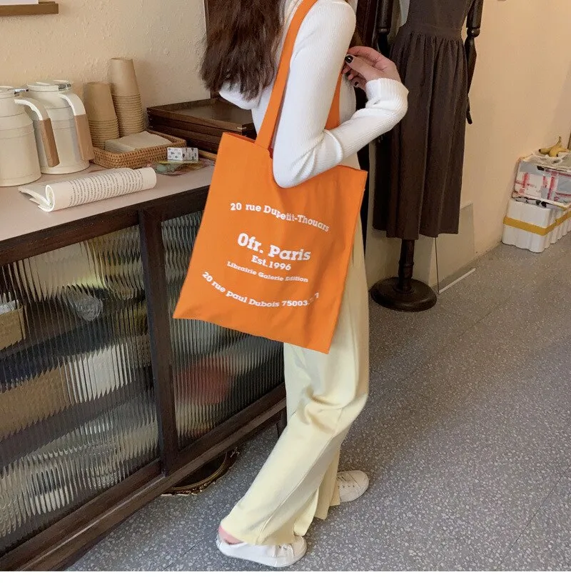 Bags for Women 2021 Fresh and Sweet Simple Shoulder Bag Portable Large-capacity Shopping Bag English Pattern Open Handbags