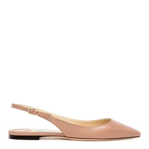 Ballet pink kid leather slingback flats