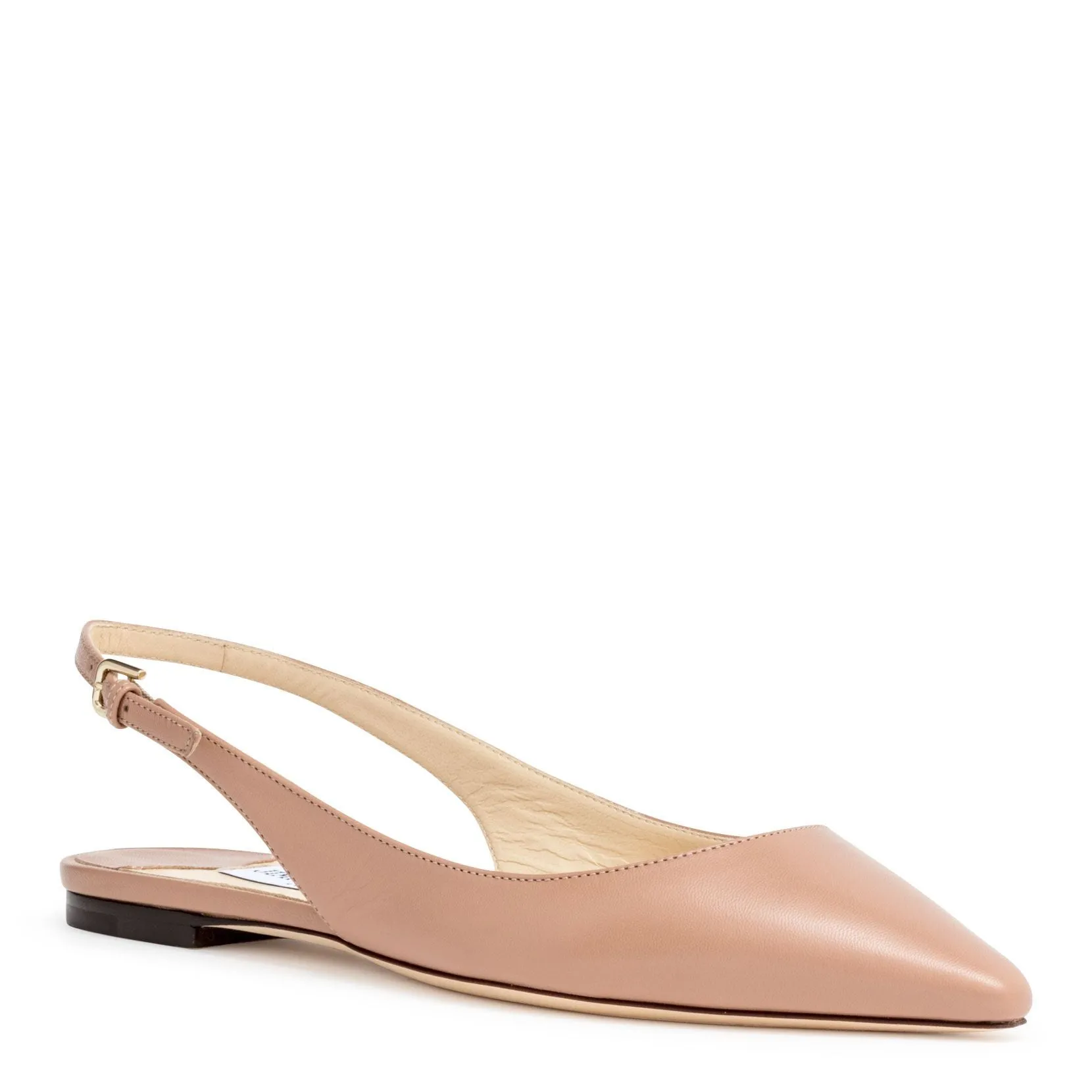 Ballet pink kid leather slingback flats