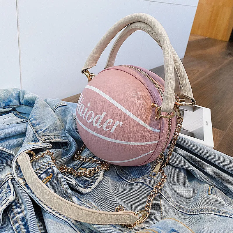 Basketball-shaped Handbags and Purses for Women: Chain Shoulder Crossbody Bag for Girls and Ladies