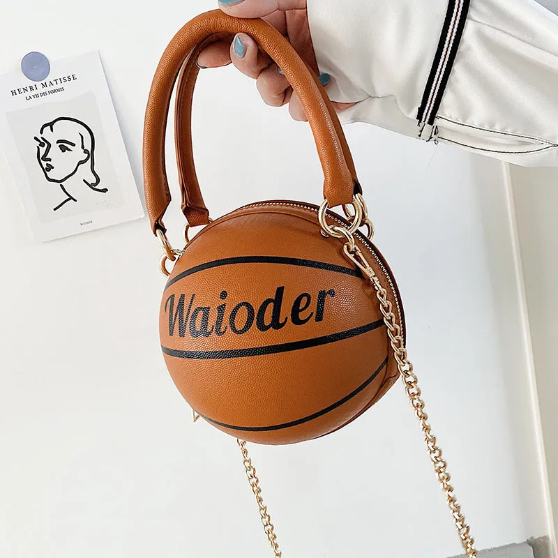 Basketball-shaped Handbags and Purses for Women: Chain Shoulder Crossbody Bag for Girls and Ladies