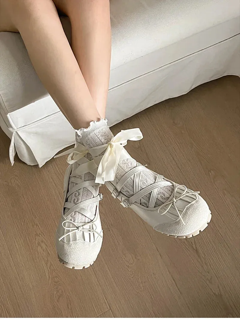 binfenxie New Spring Women Ballet Flats Fashion Elegant Round Toe Cross Strap Shoes Ladies Comfort Street Style Soft Sole Ballerinas Shoes