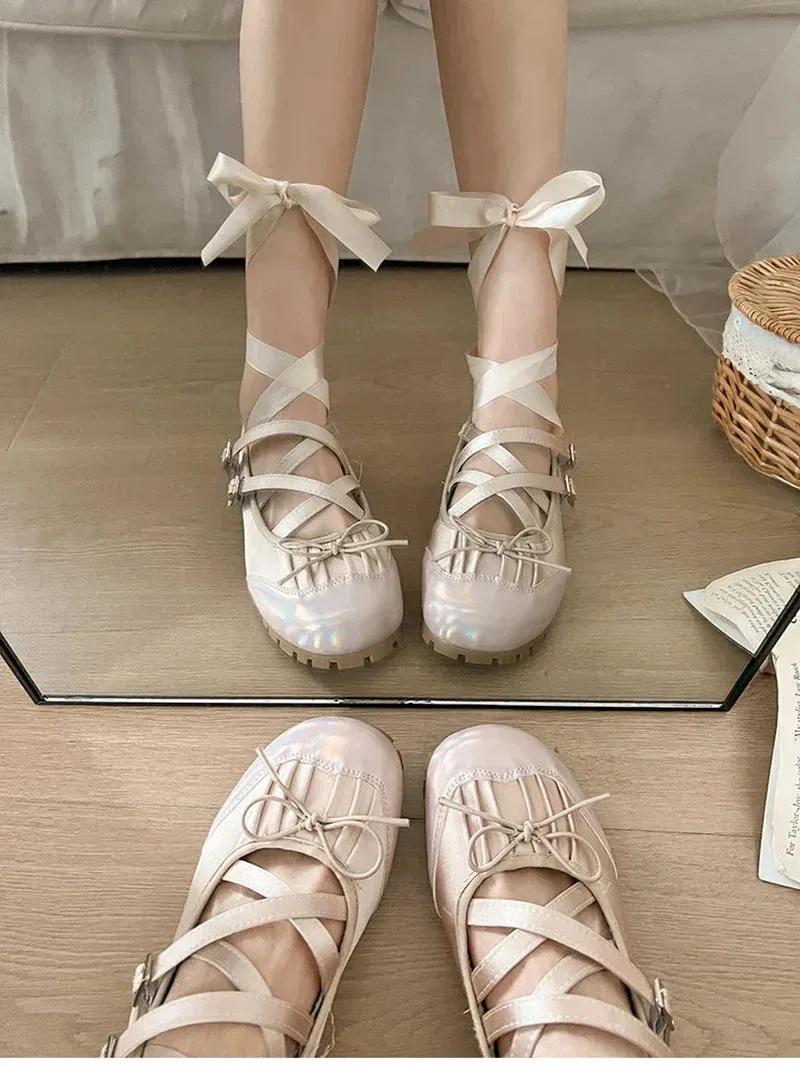 binfenxie New Spring Women Ballet Flats Fashion Elegant Round Toe Cross Strap Shoes Ladies Comfort Street Style Soft Sole Ballerinas Shoes