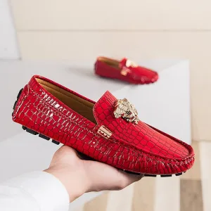 Brand Casual Shoes High Quality Men&#39;s Leather Shoes Snake Pea Shoes Spring Summer Leather Ladies Moccasin Loafers