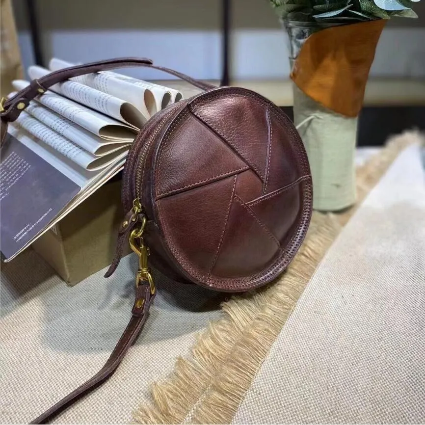 Casual Ladies Leather Circle Bag Over The Shoulder Purse For Women