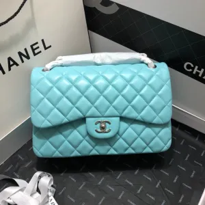 CHLLarge Classic Handbag Gold Hardware Blue For Women, Women&#8217;s Handbags, Shoulder Bags 11.8in/30cm