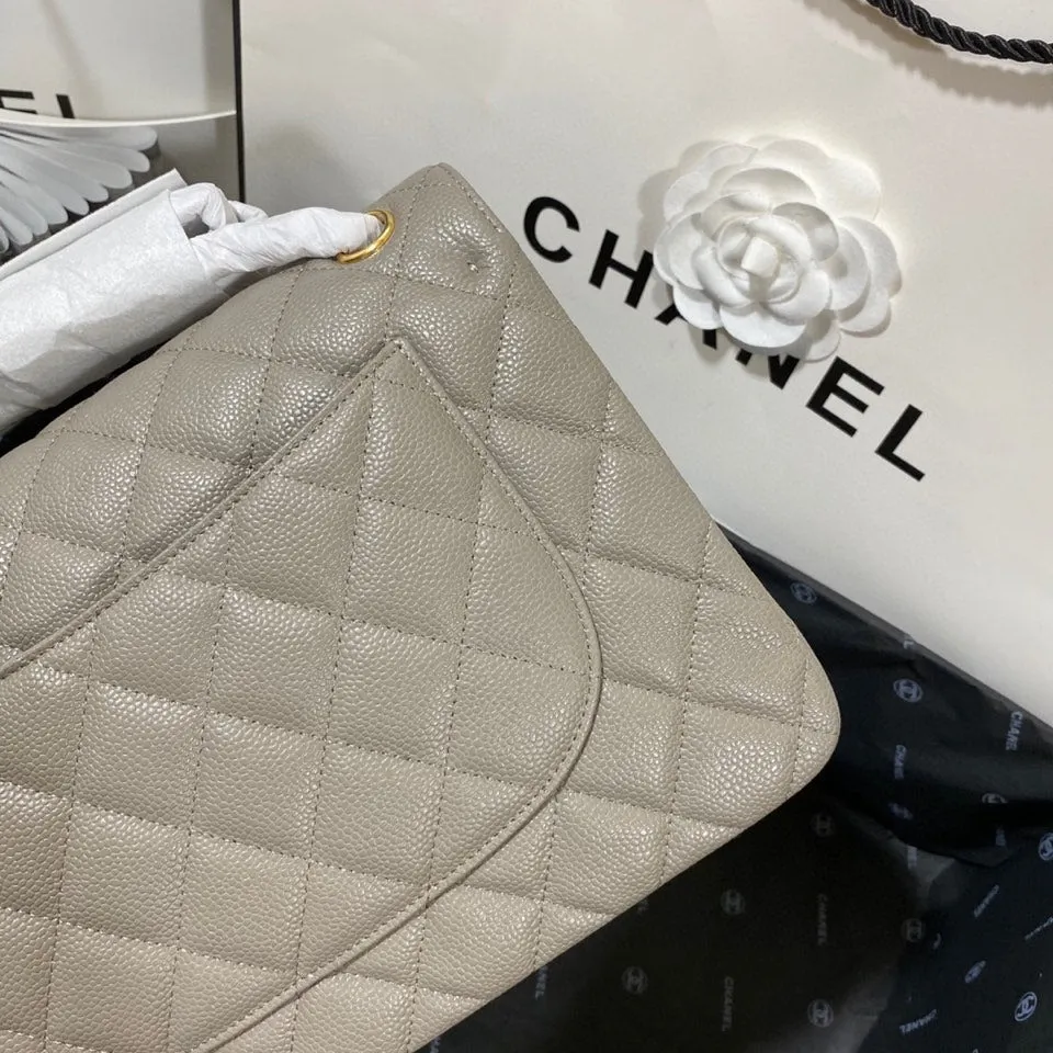 CHLLarge Classic Handbag Gold Hardware Grey For Women, Women&#8217;s Handbags, Shoulder Bags 11.8in/30cm