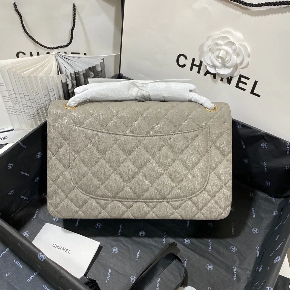 CHLLarge Classic Handbag Gold Hardware Grey For Women, Women&#8217;s Handbags, Shoulder Bags 11.8in/30cm