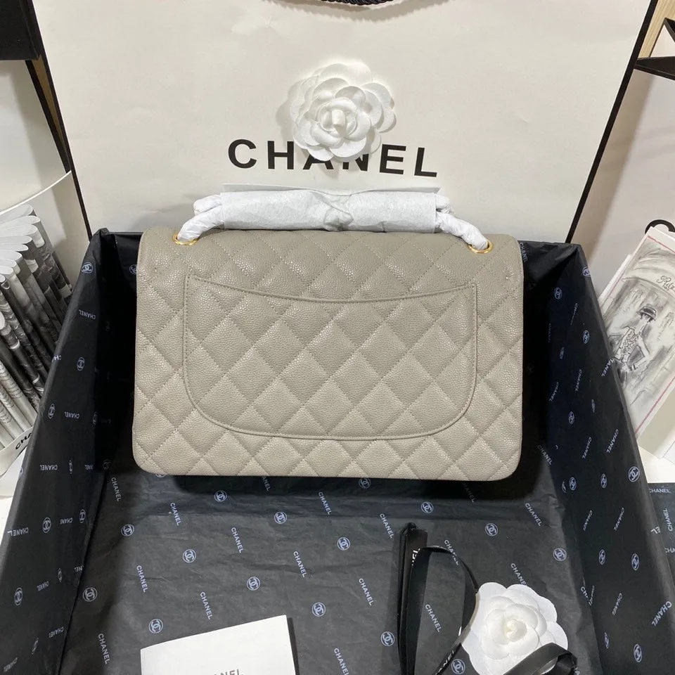 CHLLarge Classic Handbag Gold Hardware Grey For Women, Women&#8217;s Handbags, Shoulder Bags 11.8in/30cm