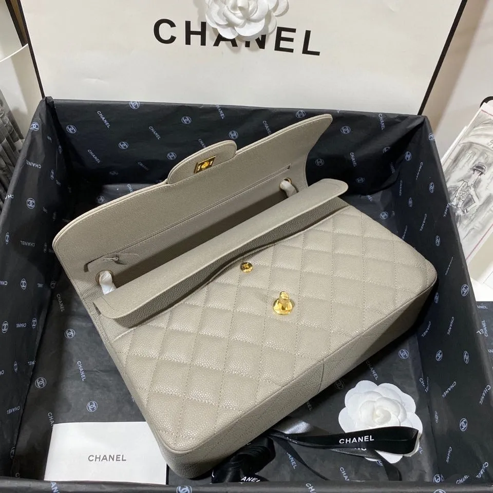 CHLLarge Classic Handbag Gold Hardware Grey For Women, Women&#8217;s Handbags, Shoulder Bags 11.8in/30cm