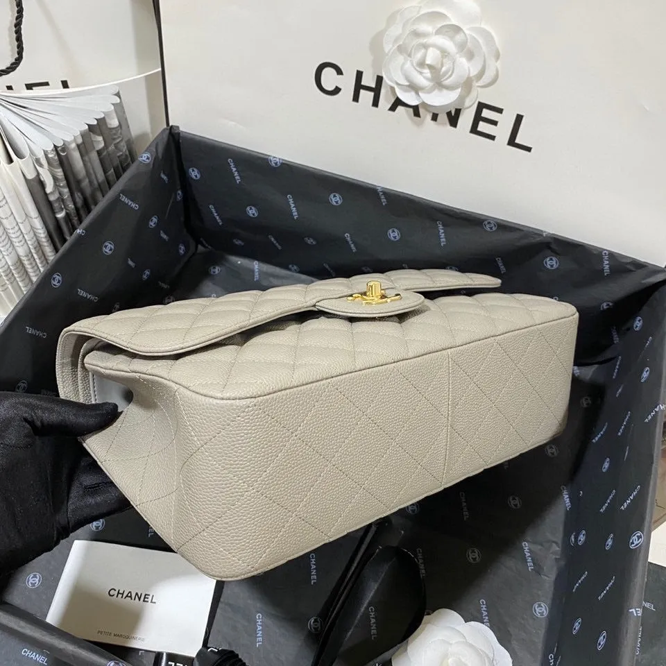 CHLLarge Classic Handbag Gold Hardware Grey For Women, Women&#8217;s Handbags, Shoulder Bags 11.8in/30cm