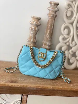 CHLSmall Hobo Bag Gold Hardware Blue For Women, Women&#8217;s Handbags, Shoulder Bags 7.5in/19cm