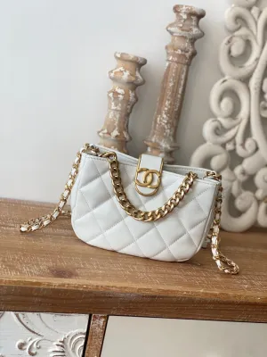 CHLSmall Hobo Bag Gold Hardware White For Women, Women&#8217;s Handbags, Shoulder Bags 7.5in/19cm