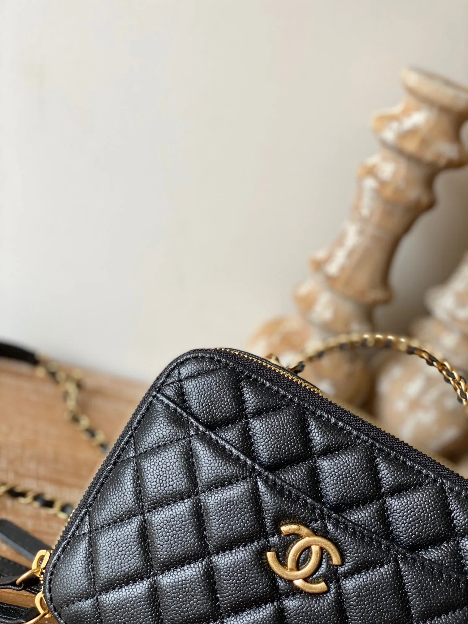 CHL Small Vanity Case Gold Hardware Black For Women, Women&#8217;s Handbags, Shoulder Bags 5.9in/15cm AS3228 B08008 94305