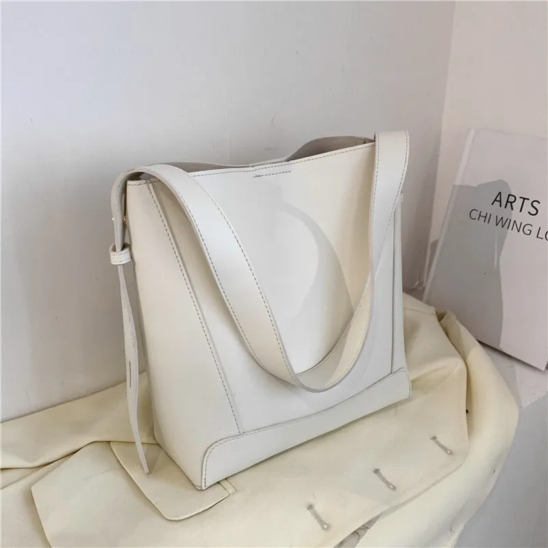 Christmas Gift Burminsa Wide Strap Soft Bucket Crossbody Shoulder Bags For Women Brand Designer Solid Color Large Capacity Ladies Handbags 2021