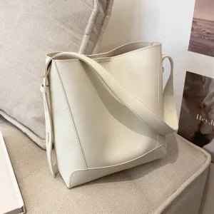 Christmas Gift Burminsa Wide Strap Soft Bucket Crossbody Shoulder Bags For Women Brand Designer Solid Color Large Capacity Ladies Handbags 2021