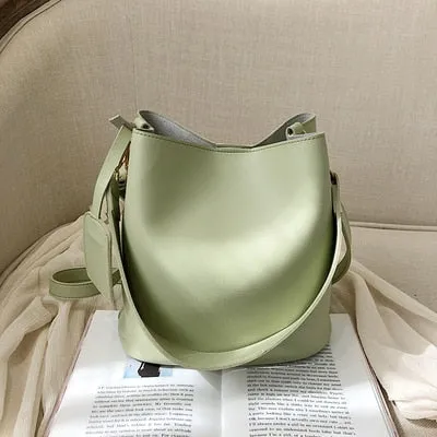 Christmas Gift casual wide strap bucket bag designer women shoulder bags luxury pu crossbody bag large capacity messenger bag simply purse 2021