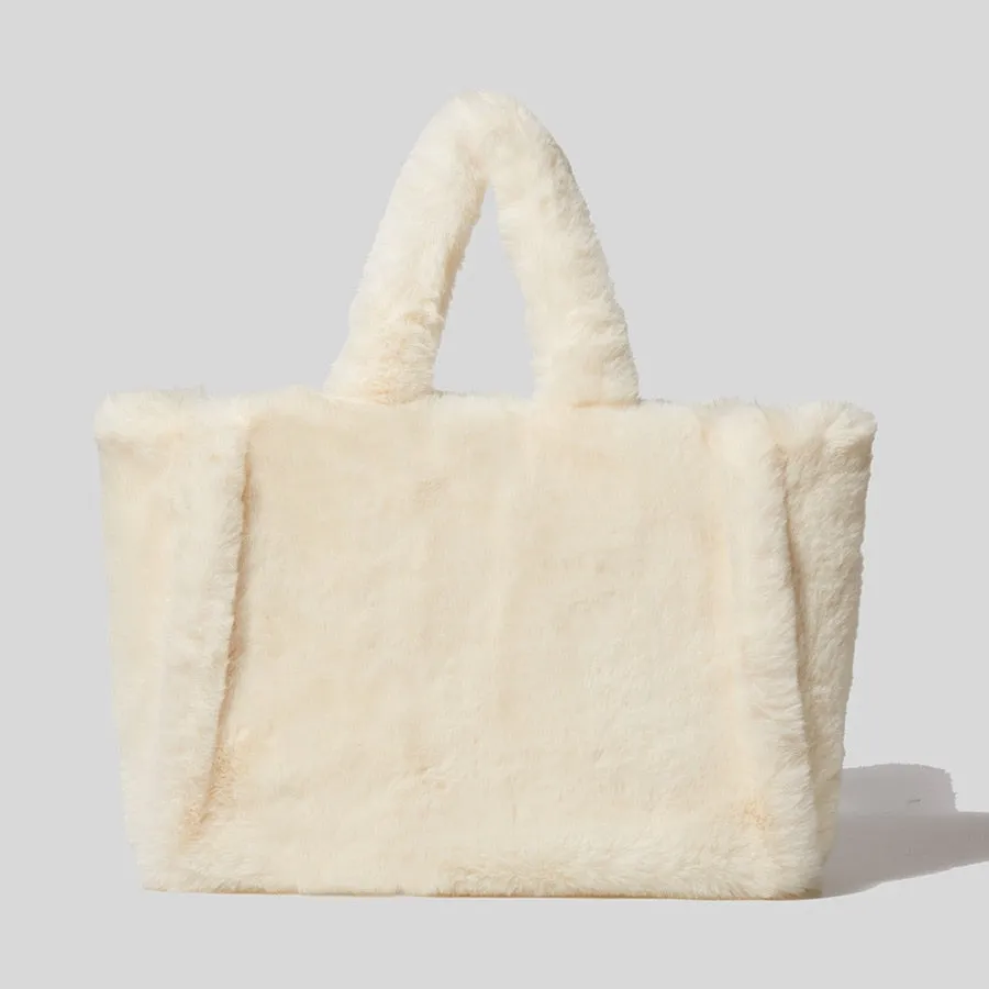 Christmas Gift Fashion Overlarge Tote Bag Luxury Faux Fur Women Handbags Designer Lady Hand Bags Fluffy Soft Plush Shopper Bag Warm Winter 2021