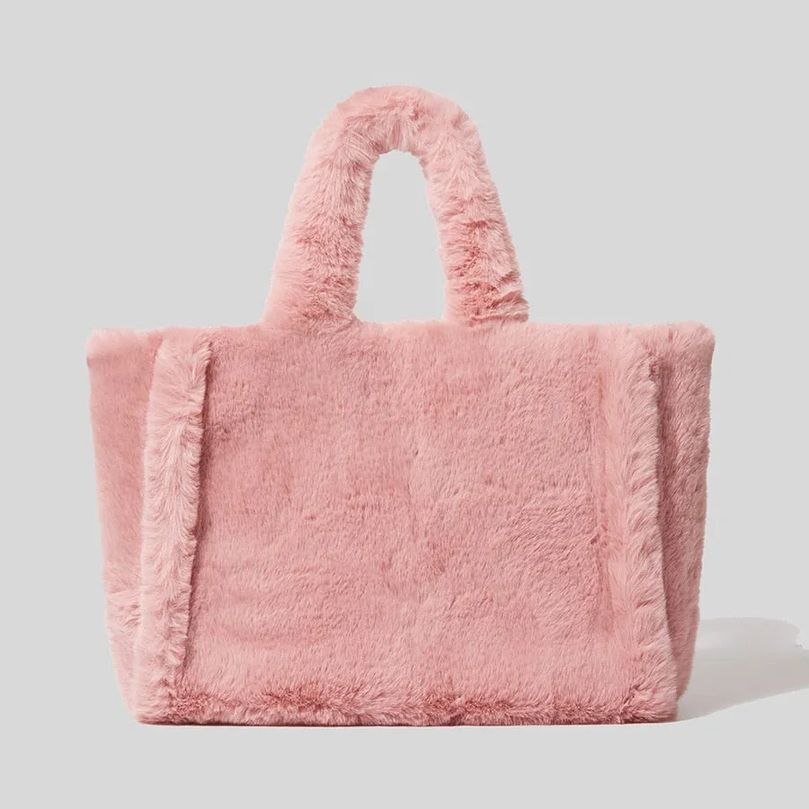 Christmas Gift Fashion Overlarge Tote Bag Luxury Faux Fur Women Handbags Designer Lady Hand Bags Fluffy Soft Plush Shopper Bag Warm Winter 2021