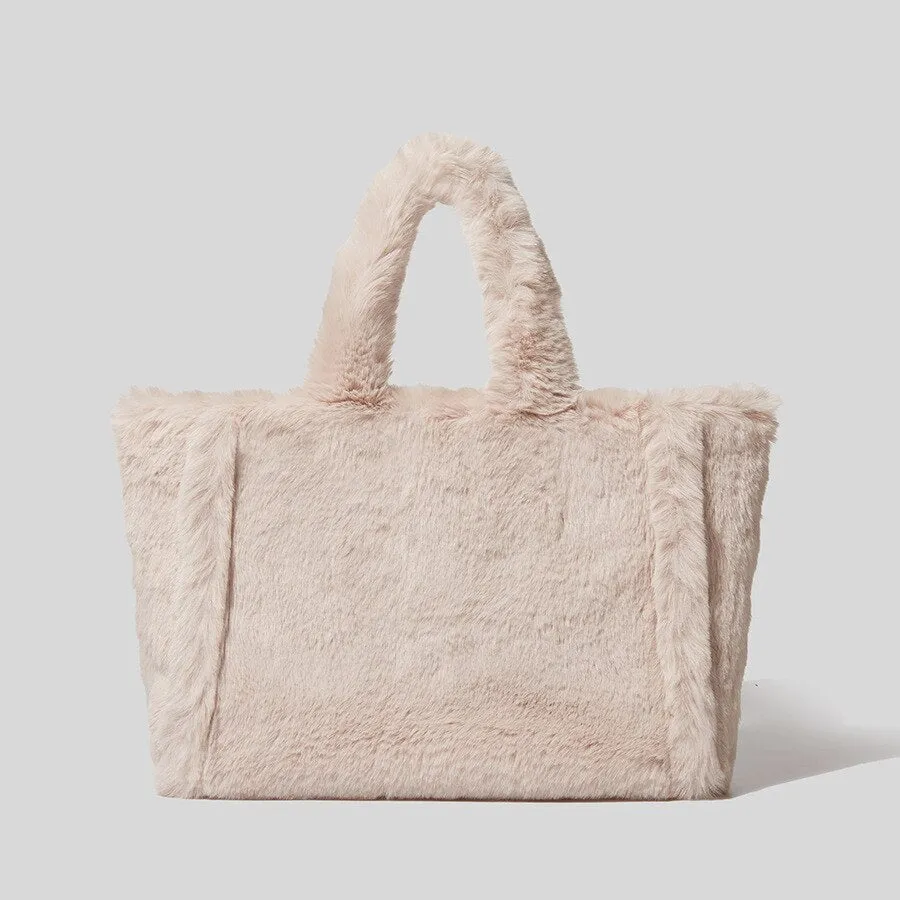 Christmas Gift Fashion Overlarge Tote Bag Luxury Faux Fur Women Handbags Designer Lady Hand Bags Fluffy Soft Plush Shopper Bag Warm Winter 2021