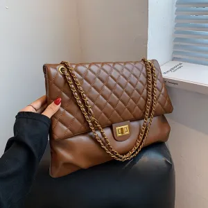 Christmas Gift Niche Design Rhombus Large-capacity Bag New Bag Female Autumn Chain Messenger Bag Fashion Shoulder Bag Underarm Bag Width: 37cm