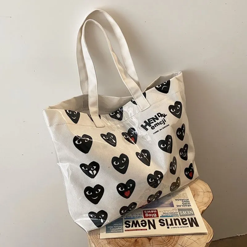 Christmas Gift Women Spring Summer New Fashion PVC Canvas Large Capacity Shoulder Underarm Bag Vintage Printing Ladies Bucket Shopping Handbag
