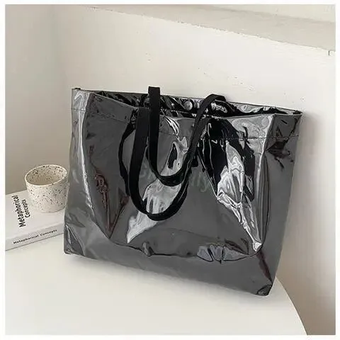 Christmas Gift Women Spring Summer New Fashion PVC Canvas Large Capacity Shoulder Underarm Bag Vintage Printing Ladies Bucket Shopping Handbag
