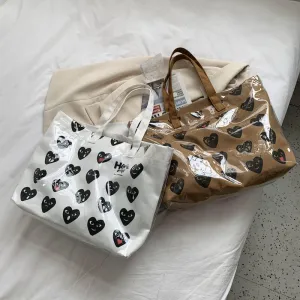 Christmas Gift Women Spring Summer New Fashion PVC Canvas Large Capacity Shoulder Underarm Bag Vintage Printing Ladies Bucket Shopping Handbag