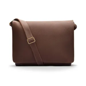 Classic Postman's Leather Messenger Bag - Brown Pebble Grain