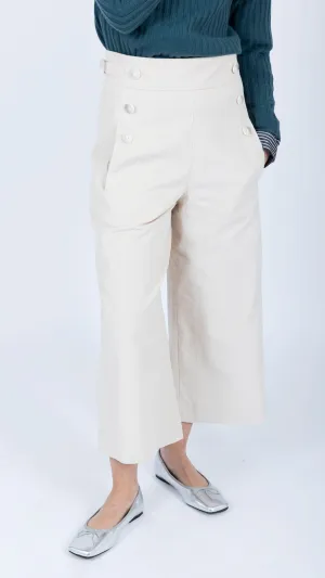 Claudia Corduroy Cropped Adjuster Buckle Pant Ivory