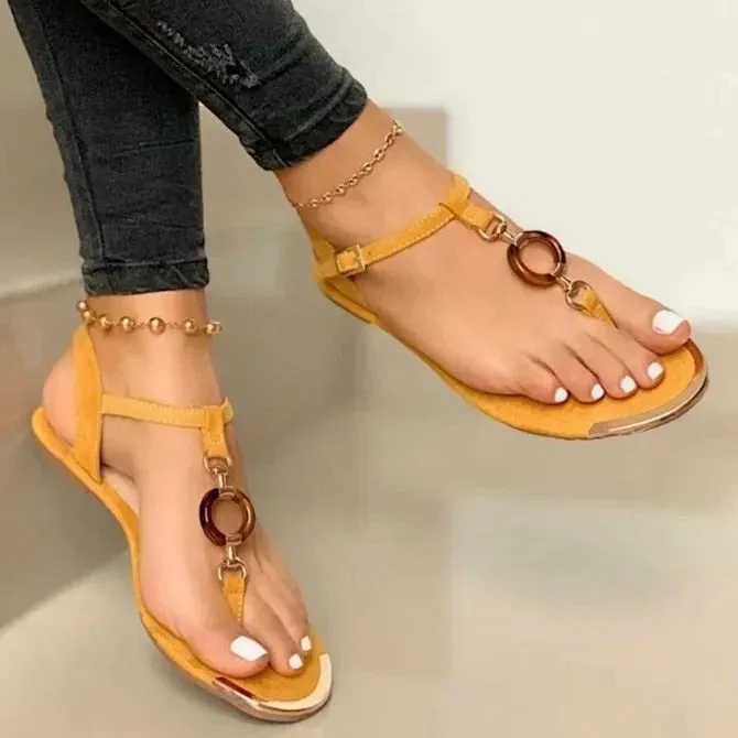 Clip Toe Roman Buckle Sandals
