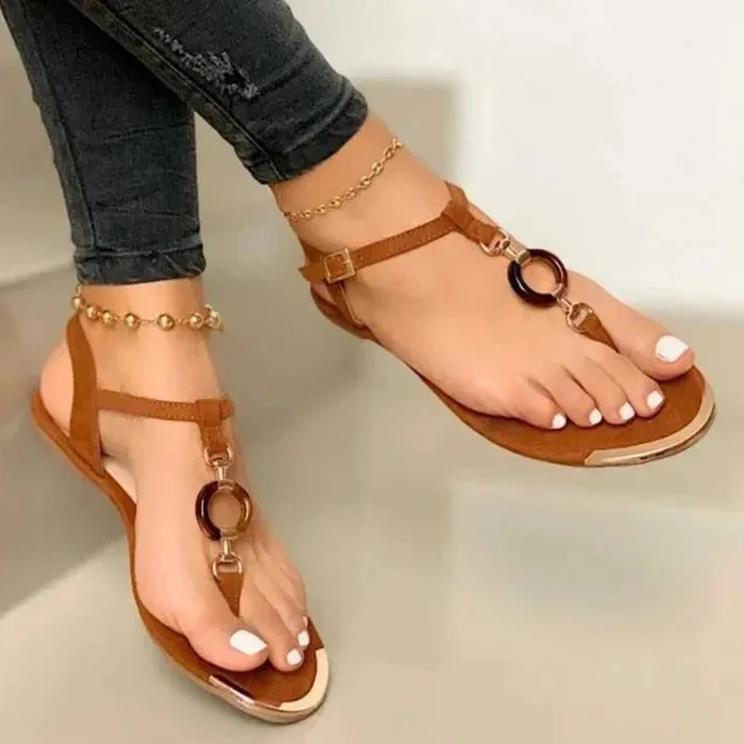 Clip Toe Roman Buckle Sandals