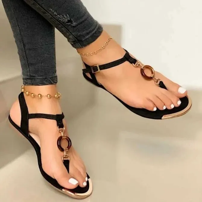 Clip Toe Roman Buckle Sandals