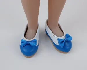Collared Ballet Flats - Royal Blue & White
