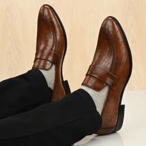 CROCODILE LEATHER SLIP ON SHOES FOR MEN