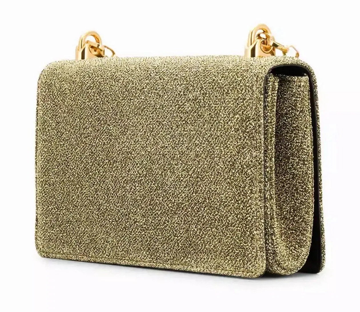 Crossbody Lurex Metallic Shoulder Bag with Chain Strap -Silver or Gold