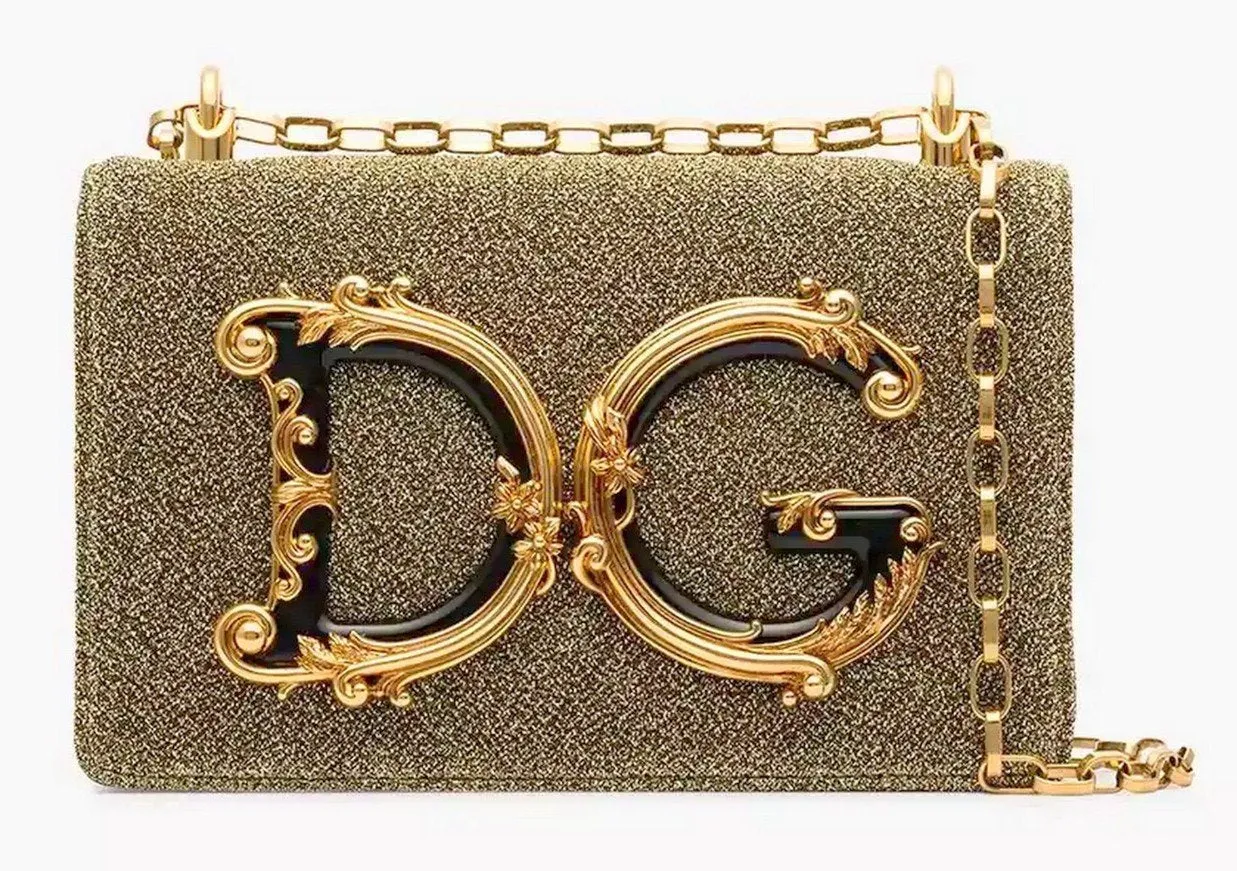 Crossbody Lurex Metallic Shoulder Bag with Chain Strap -Silver or Gold