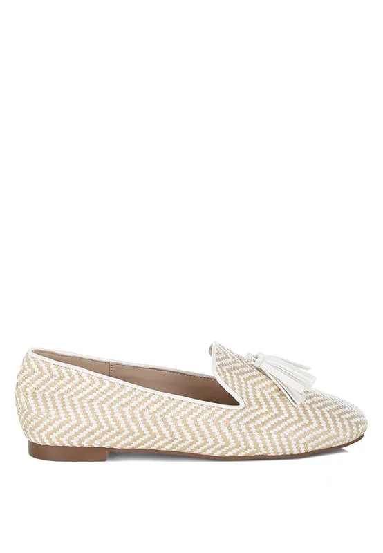 Dara Raffia Tassels Detail Loafers