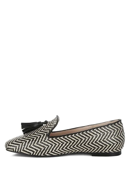 Dara Raffia Tassels Detail Loafers