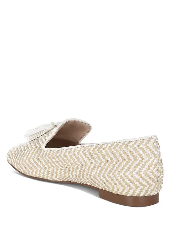 Dara Raffia Tassels Detail Loafers