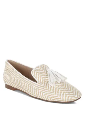 Dara Raffia Tassels Detail Loafers