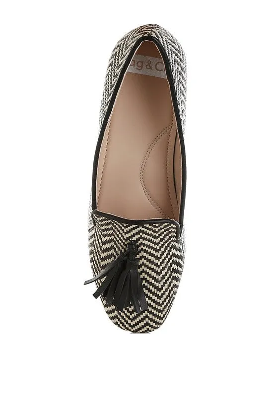 Dara Raffia Tassels Detail Loafers