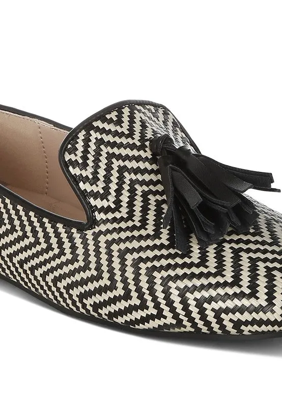 Dara Raffia Tassels Detail Loafers