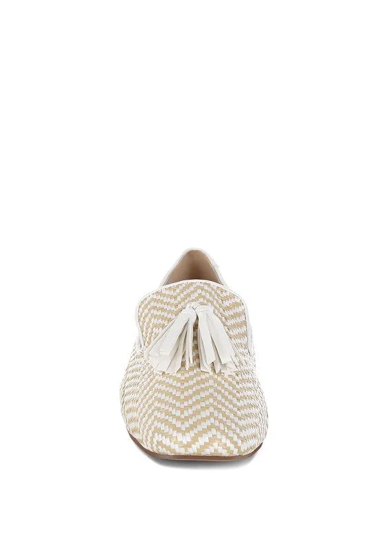 Dara Raffia Tassels Detail Loafers